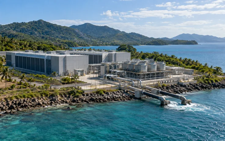 Coastal infrastructure representing seawater cooling for data centres